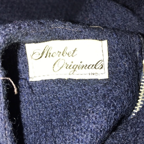 Vintage Sherbet Originals Wool Pleated Midi Dress Blue Size Medium - Picture 7 of 8